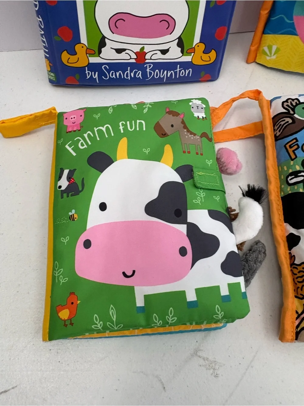 Set Of 4 Baby Soft Books Teether Sensory Assorted Brands Farm Tails Caterpillar